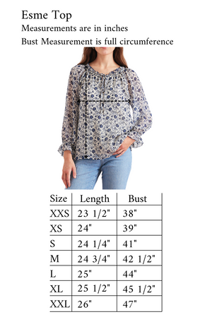 Esme Top in Sapphire Vines
