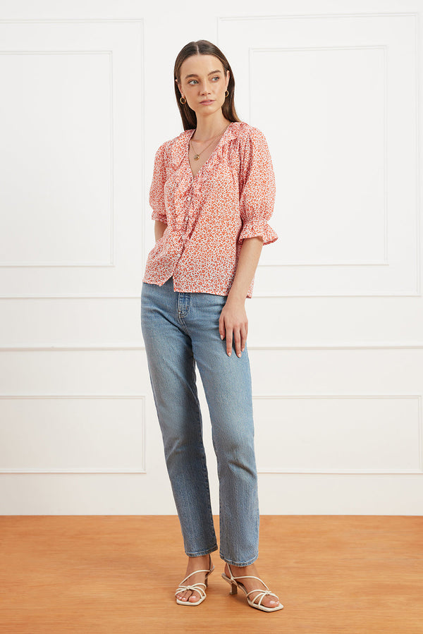 Chloe Shirt in Chili Vintage Bloom
