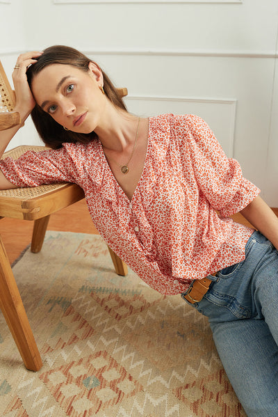 Chloe Shirt in Chili Vintage Bloom