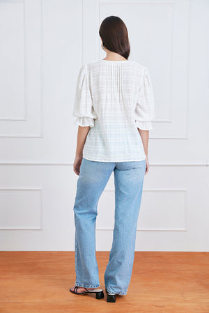 Chloe Shirt in Off White Plaid