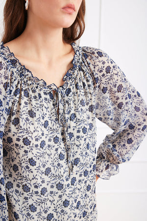 Esme Top in Sapphire Vines