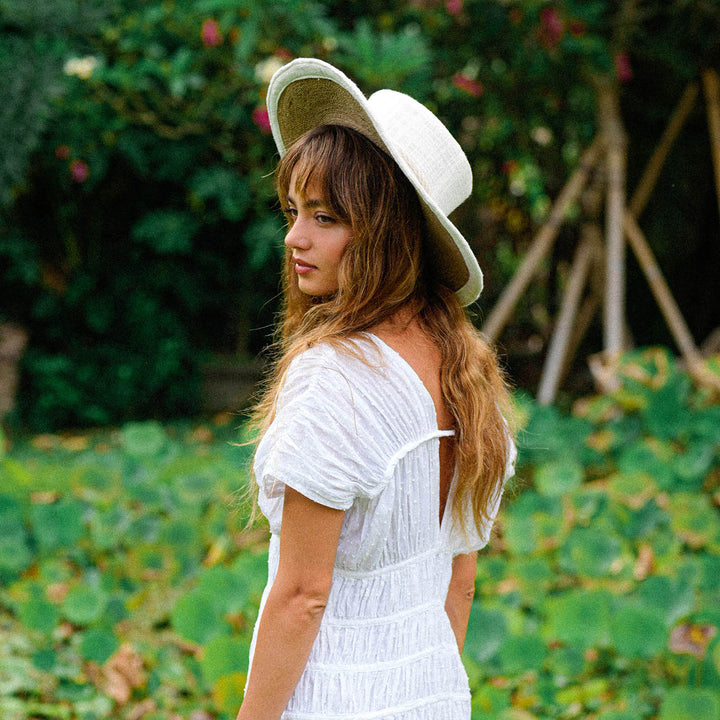 LORETTA Linen Jute Hat in Off White