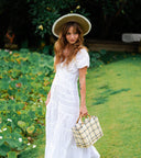 LORETTA Linen Jute Hat in Off White