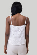 Tie-up Camisole in White Embroidery