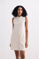 The Cotton Tweed Shift Dress in Cream