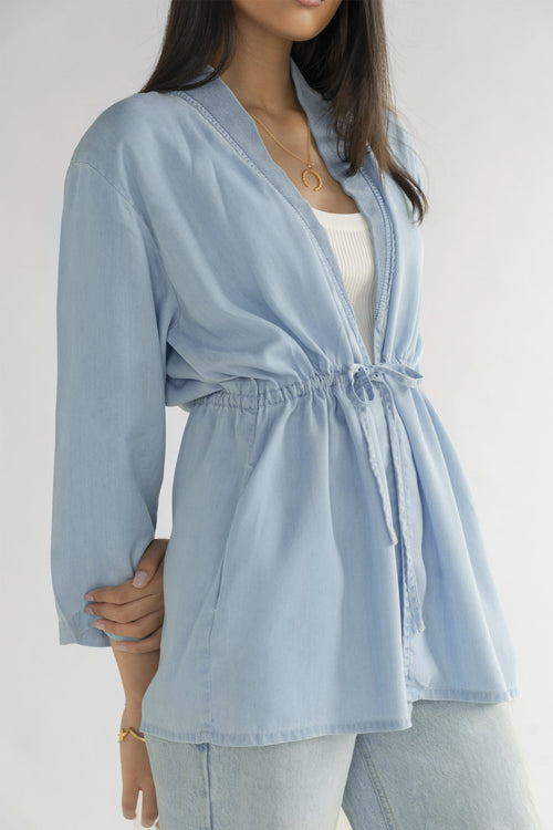 Travel Light Denim Jacket in Ocean Blue