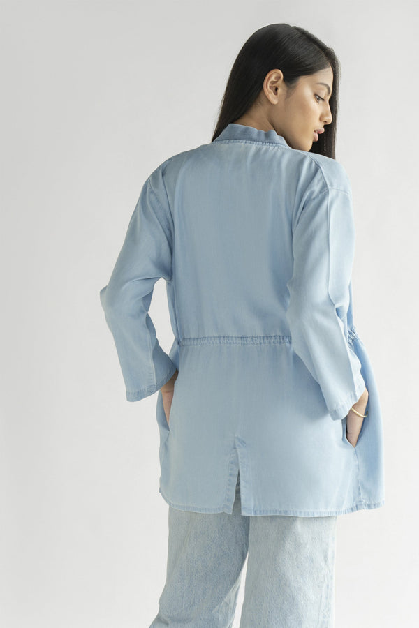 Travel Light Denim Jacket in Ocean Blue