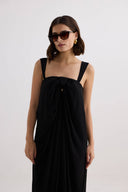 Twilight Twist Strappy Maxi Dress in Black