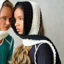 WAFFLE Crochet Scarf in Black & Off White