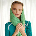 WAFFLE Crochet Scarf in Sage Green
