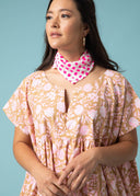 Meadow Dress - Floral Escape in Baked Clay & Neon Pink