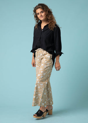 Shore Pant - Floral Escape in Baked Clay & Olive Oil