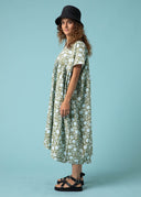 Meadow Dress - Floral Escape in Olive Oil & Cerulean
