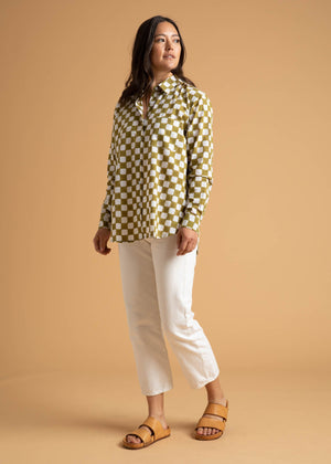 Good Boyfriend Shirt - Checkerboard Olive Oil