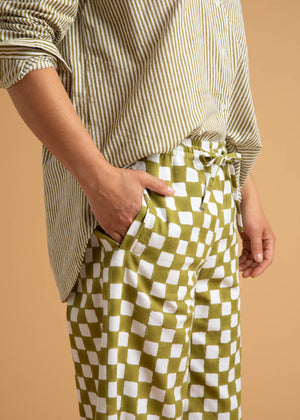 Shore Pant - Checkerboard Olive Oil