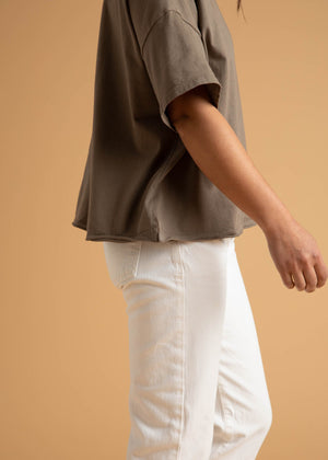 Mare Mock Neck Top - Warm Grey