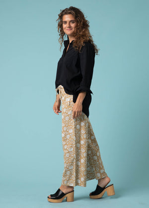 Shore Pant - Floral Escape in Baked Clay & Olive Oil