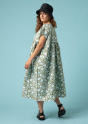 Meadow Dress - Floral Escape in Olive Oil & Cerulean