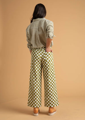 Shore Pant - Checkerboard Olive Oil