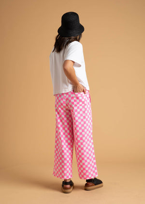 Shore Pant - Checkerboard Neon Pink