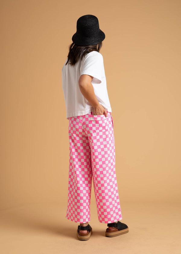 Shore Pant - Checkerboard Neon Pink