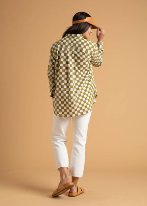 Good Boyfriend Shirt - Checkerboard Olive Oil