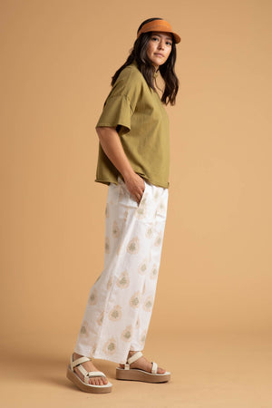 Mare Mock Neck Top - Olive Oil