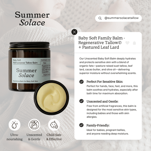 Baby Soft Family Balm – Gentle & Nourishing | Unscented, Leaf Lard & Cacao