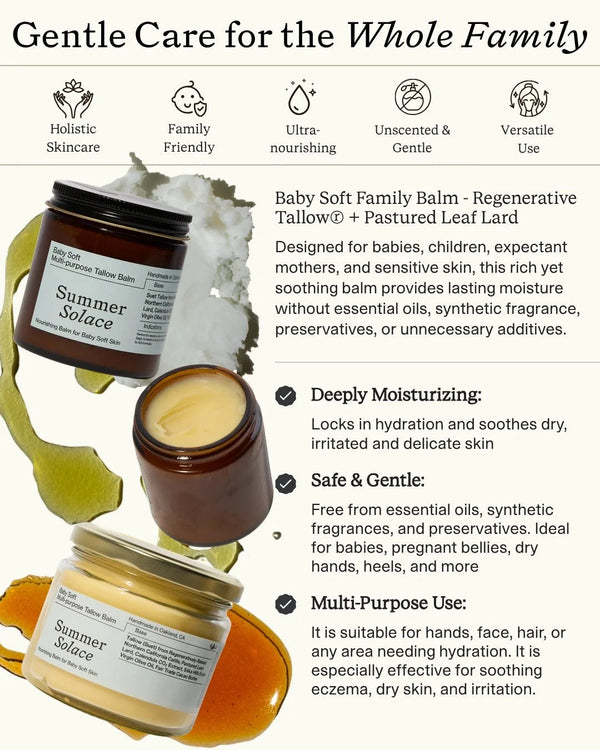 Baby Soft Family Balm – Gentle & Nourishing | Unscented, Leaf Lard & Cacao