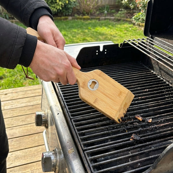 Bamboo 3-in-1 Grill Scraper, Spatula & Bottle Opener