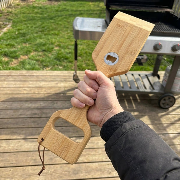 Bamboo 3-in-1 Grill Scraper, Spatula & Bottle Opener