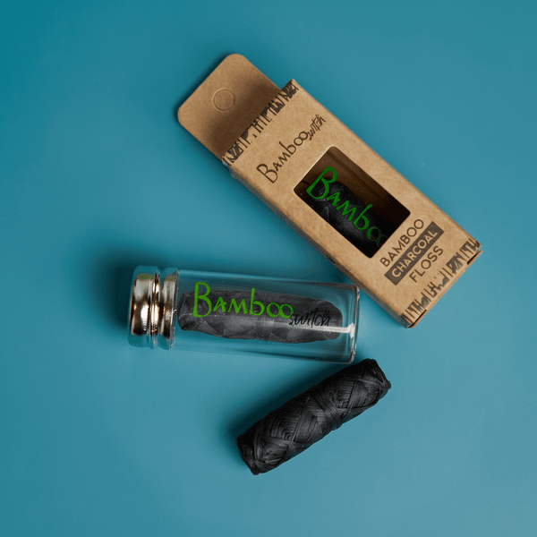 Bamboo Charcoal Floss in Glass Container