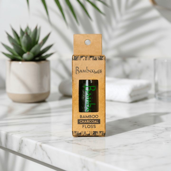 Bamboo Charcoal Floss in Glass Container