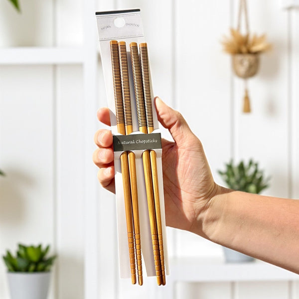Bamboo Chopstick Set with Color-Grip Options