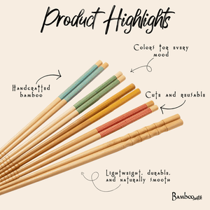 Bamboo Chopstick Set with Color-Grip Options