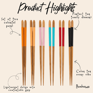 Bamboo Chopsticks Colorful Set
