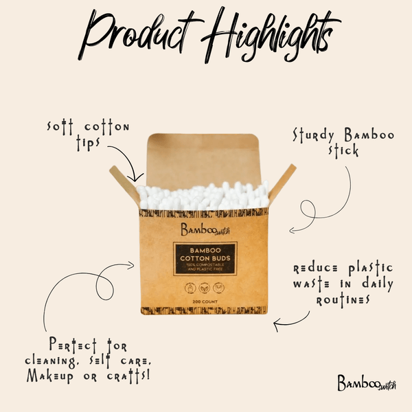 Bamboo Cotton Ear Buds | 200 ct