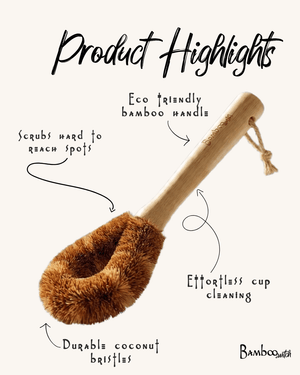 Bamboo Drinkware Bottle Cleaning Brush | Rounded