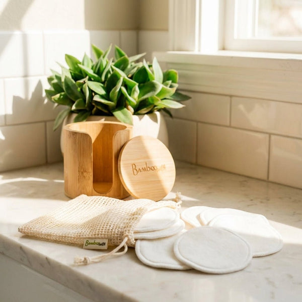 Bamboo Facial Rounds Holder