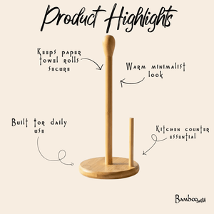 Bamboo Kitchen Paper Towel Holder