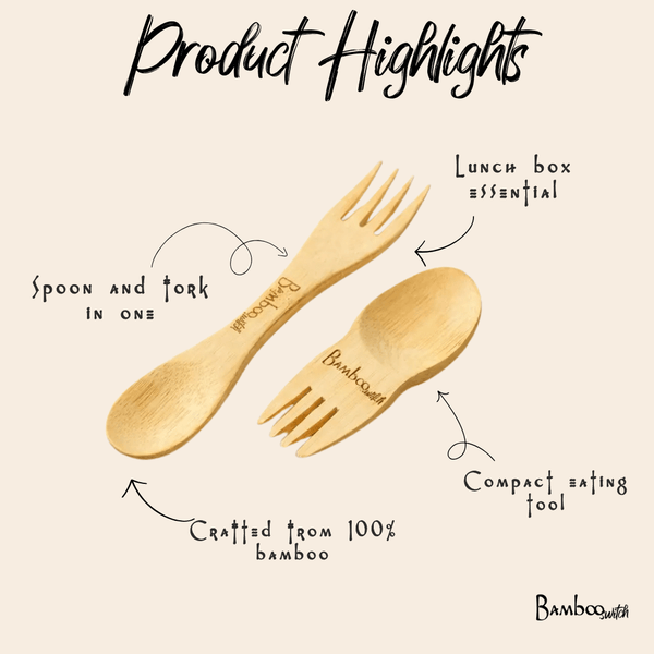 Bamboo Mini Spork Utensil
