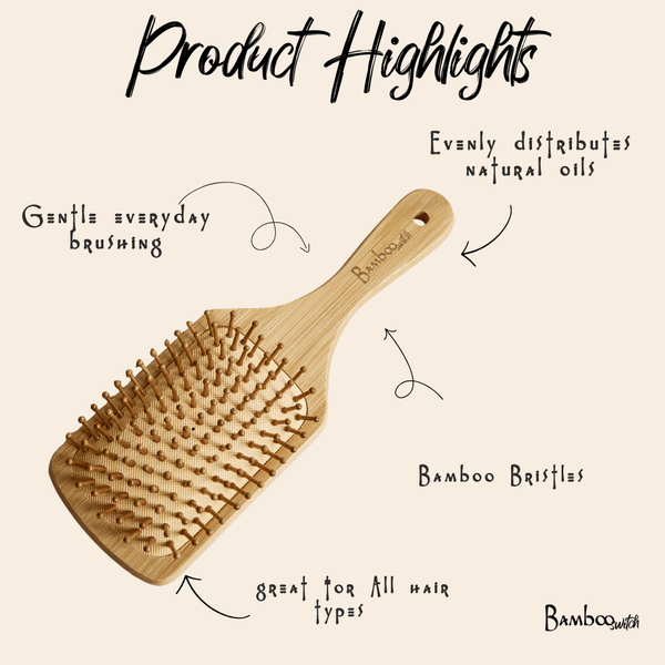 Bamboo Paddle Hair Brush | Classic Handle