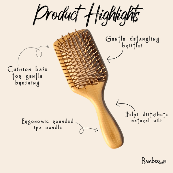 Bamboo Paddle Hair Brush | Comfort Handle
