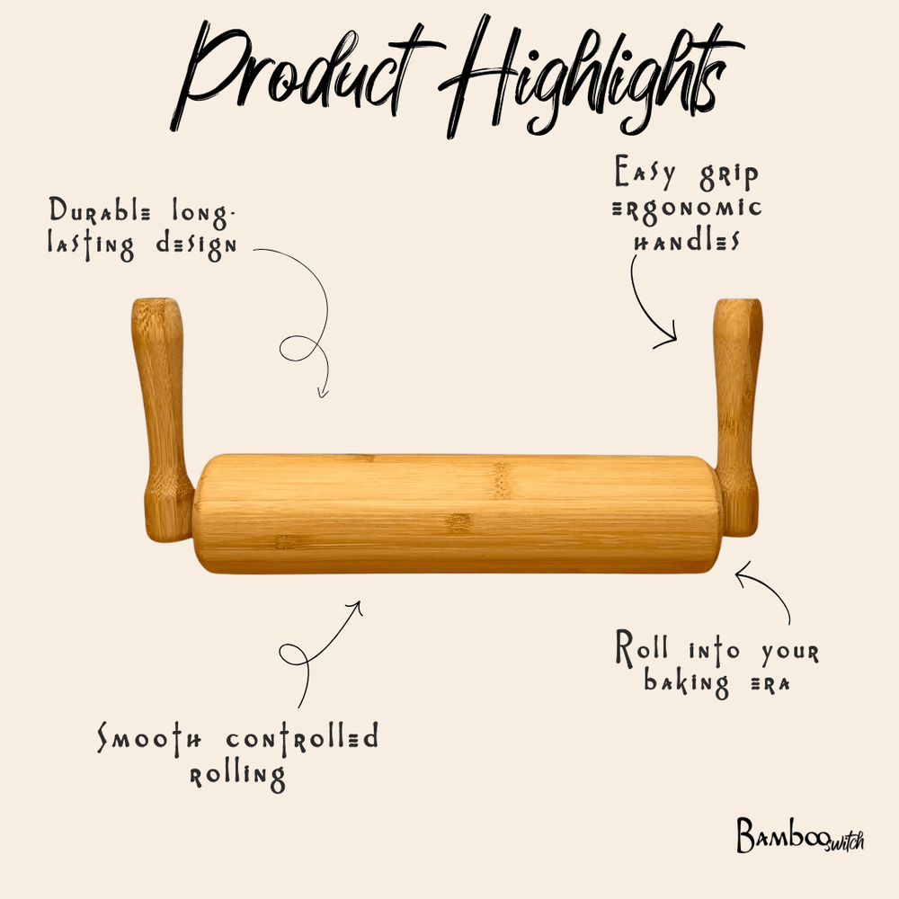 Bamboo Rolling Pin with Handles
