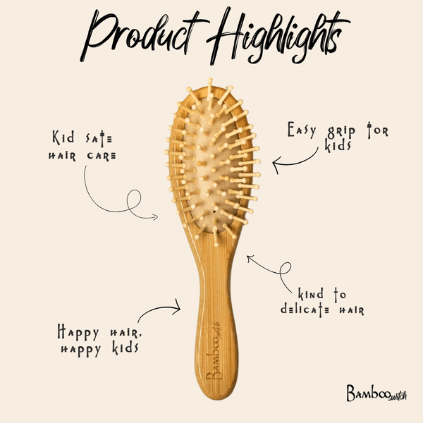 Bamboo Rounded Hair Brush | For Kids