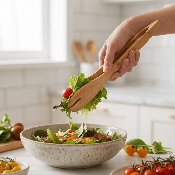 Bamboo Slotted Tongs