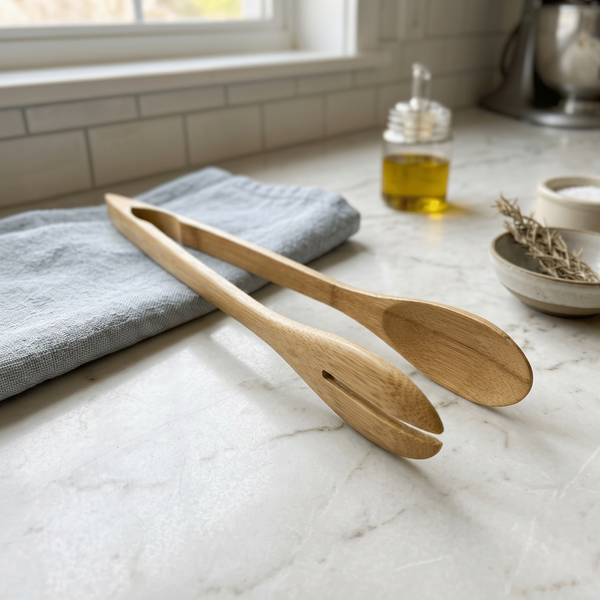 Bamboo Slotted Tongs