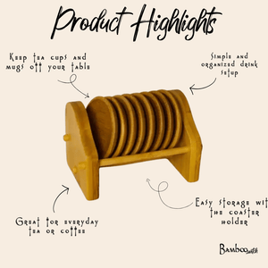 Bamboo Tea Coaster & Holder | 8pc