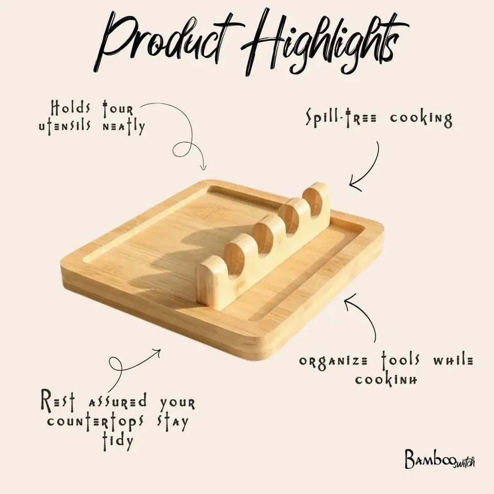 Bamboo Utensil Rest | With Sections