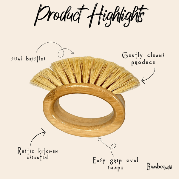 Bamboo Veggie Cleaning Brush | Oval
